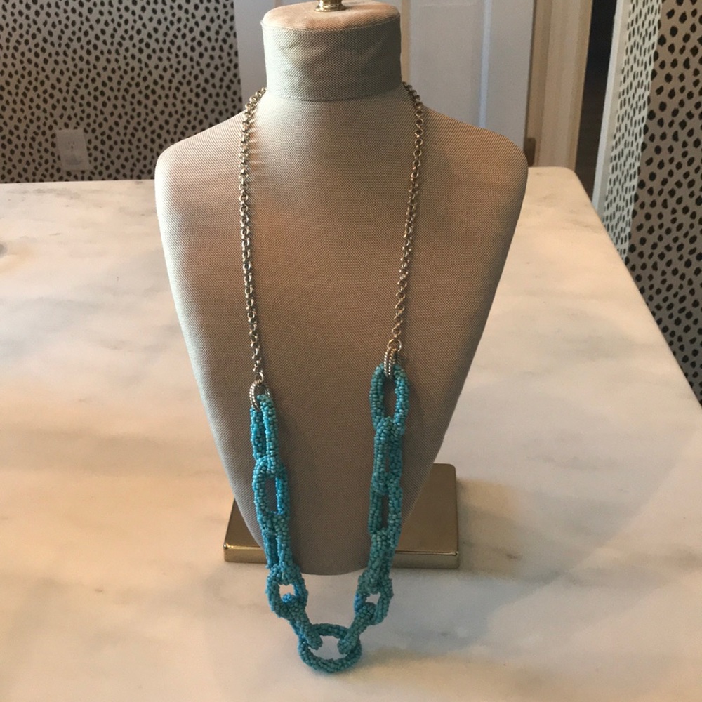 Long Silver Turquoise Necklace